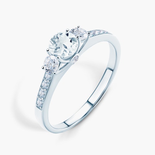 Pierścionek zaręczynowy Dream: białe złoto, akwamaryn